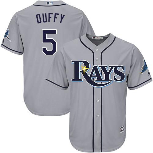 Rays #5 Matt Duffy Grey Cool Base Stitched Youth MLB Jersey - Click Image to Close